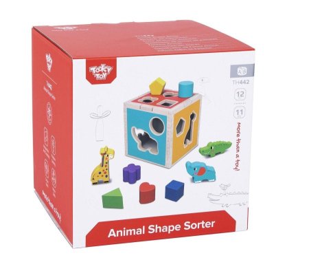 مكعب فرز الأشكال والحيوانات الخشبي – Tooky Toy